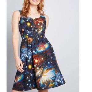 ModCloth Fervour Galaxy Space Print Sleeveless Fit & Flare Retro Dress